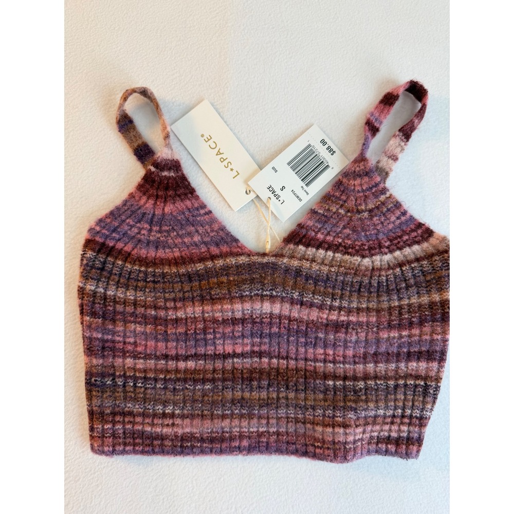 L*Space Demi Top Women Small Purple Ombre Knit Crop Cami Boho Festival Coastal